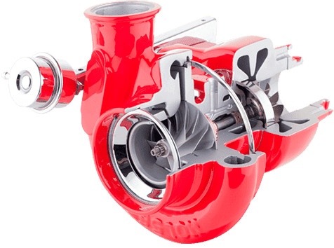 Imagem de um turbo Holset para a aplicação industrial.